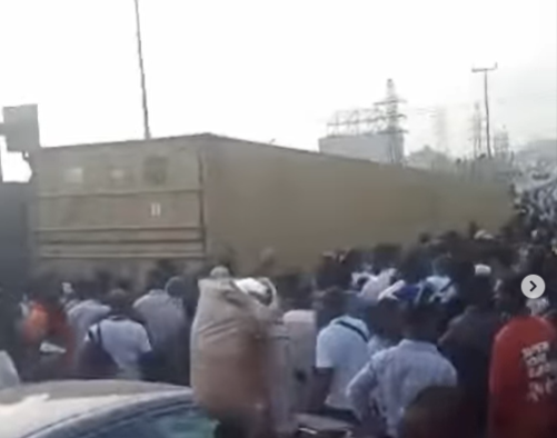 Man Miraculously Rescued Unscathed After Tanker Falls on His Car in Mile 2, Lagos