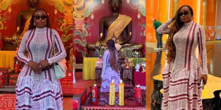 Actress Ini Edo visits spiritual temple, reveals her wish