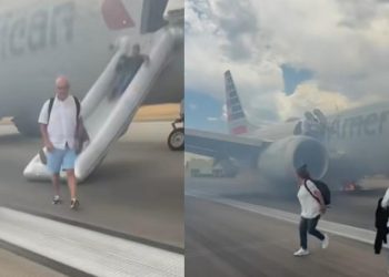 American Airlines plane with 179 on board catches fire at Denver Airport