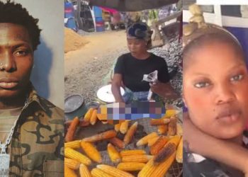 Asake’s baby mama Khadijat spotted selling roasted corn
