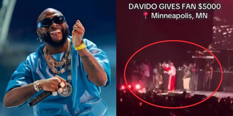 Davido gifts $5,000 to female fan during U.S. concert