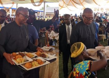 Peter Obi explains intension after being caught serving food in party