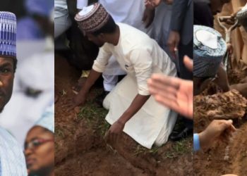 Buhari’s son, Yusuf performs final rites at father’s grave, touches hearts online