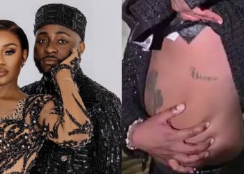 Davido shows off permanent tattoo of wife’s name “Chioma”