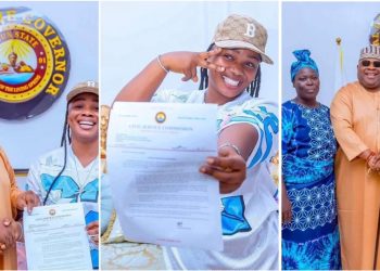 Gov. Adeleke hands appointment letter to viral ‘puff-puff’ seller