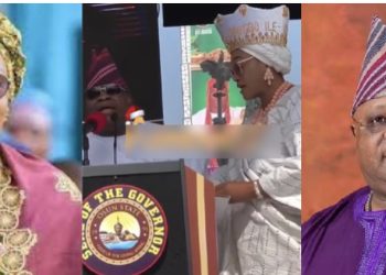 Nigerians React As Remi Tinubu Stops Governor Adeleke From Singing On Stage