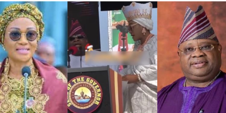 Nigerians React As Remi Tinubu Stops Governor Adeleke From Singing On Stage