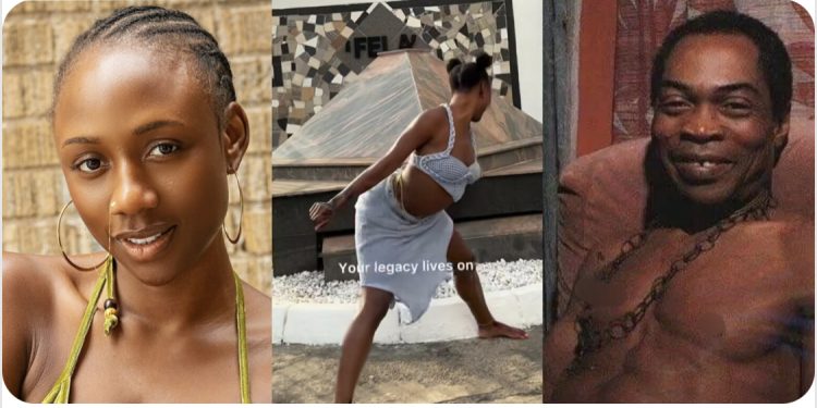PHOTO: Outrage as popular dancer twerks at Fela’s grave