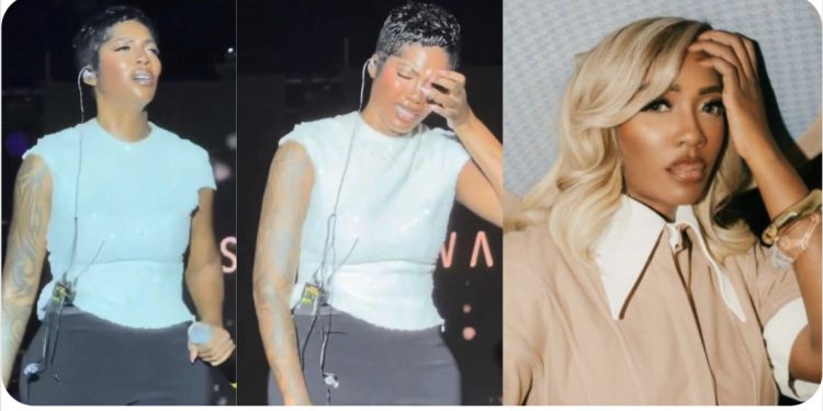 Tiwa Savage breaks down on stage while performing ‘Somebody’s Son’ (Photo)