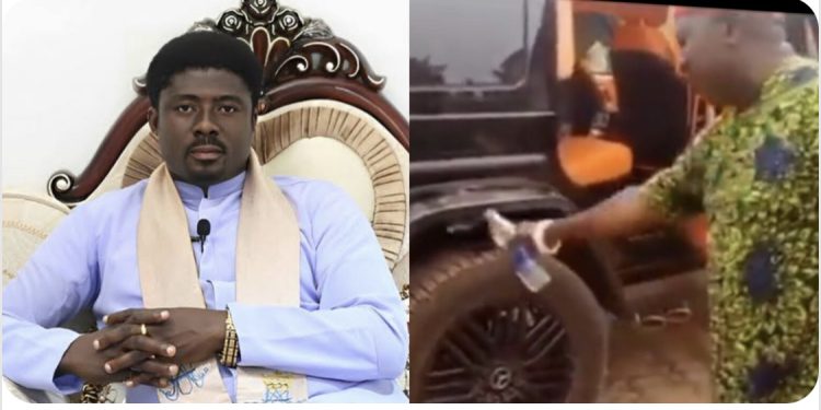 Reactions as popular Rev. Father takes G-Wagon to traditional ruler for blessings
