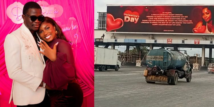 Music producer floods Lagos billboards with valentine messages for fiancee