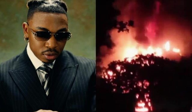Singer Mayorkun, family cheat death as his Lagos mansion reportedly catches fire