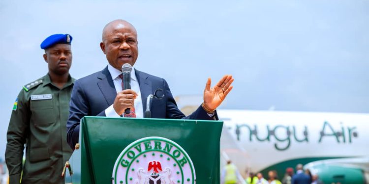 In Major Milestone, Mbah Flags Off Enugu Air Maiden Int’l Flight to Douala, Cameroon