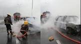 Vehicle flips, burst into flames on 3rd mainland bridge